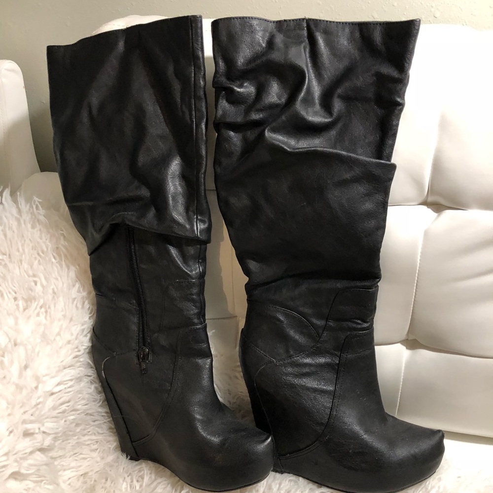 Jessica Simpson wedge slouchy knee high boots